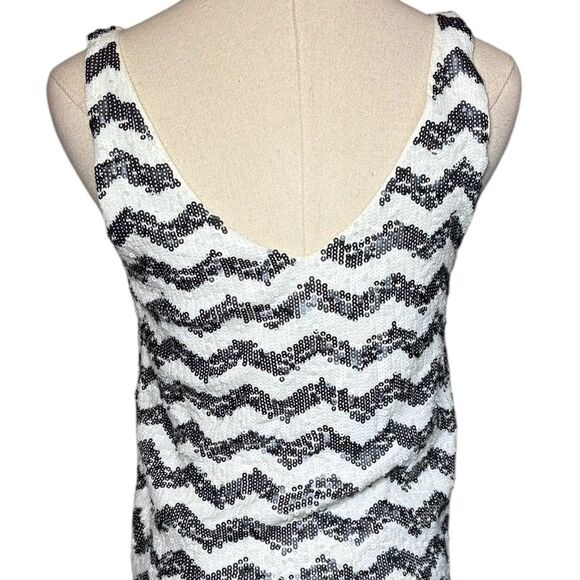J. Crew Sequined Tank Top Chevron Black White Ladies S - Picture 6 of 9